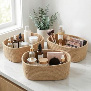 Exquisite 3-Piece Storage Basket Set—Sturdy and Durable Jute Rope Baskets